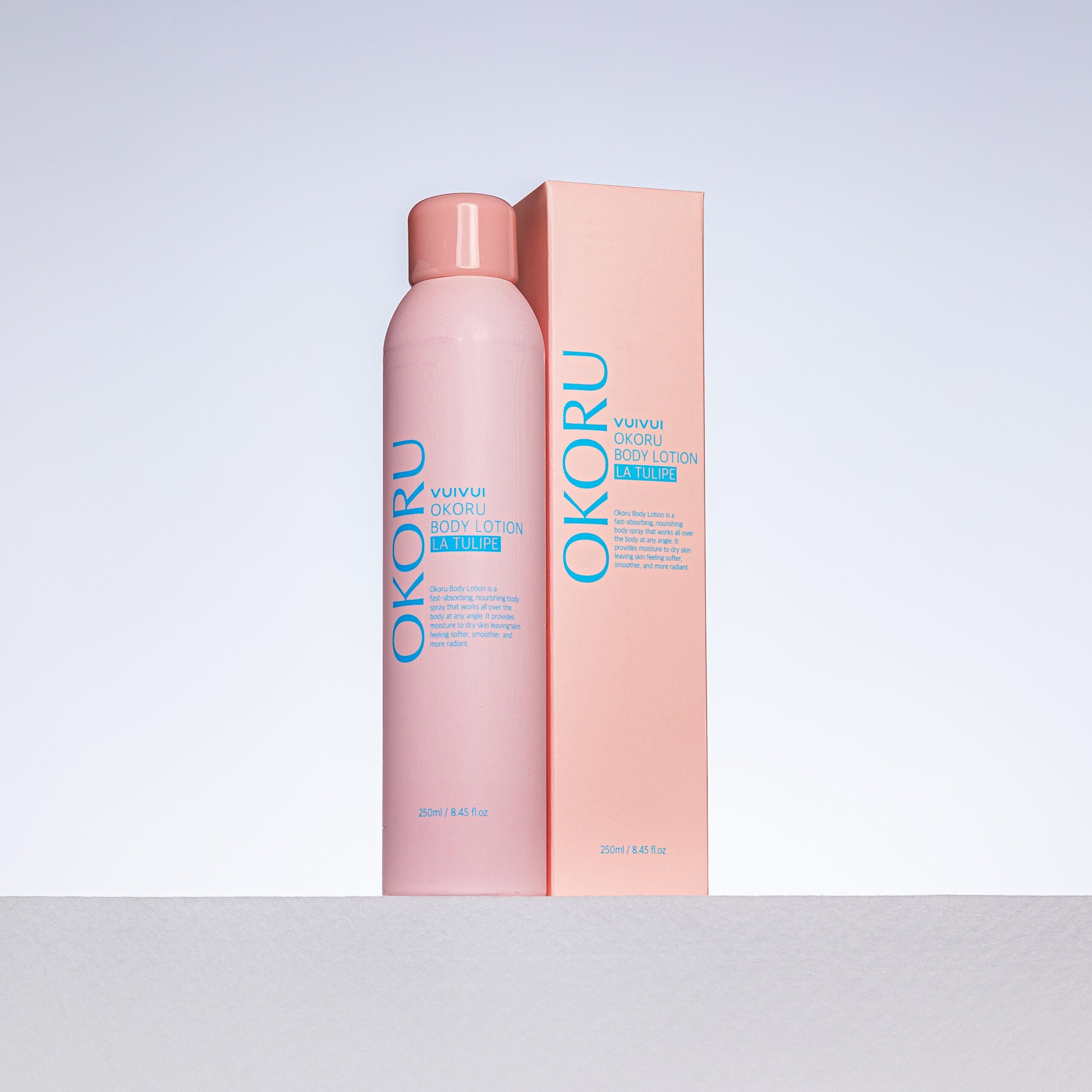 OKORU La Tulipe spray body lotion bottle displayed on a light background