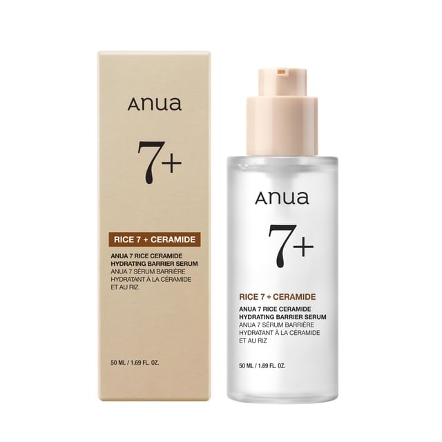 Anua Rice Ceramide 7 Hydrating Barrier Serum packaging box and bottle