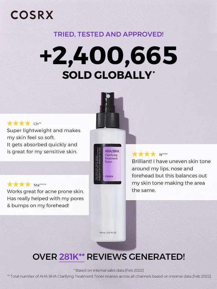 Exfoliating toner COSRX - AHA/BHA Clarifying Treatment Toner - Koreancare