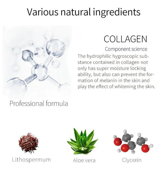 Mitomo collagen and lithospermum face mask packaging detail view