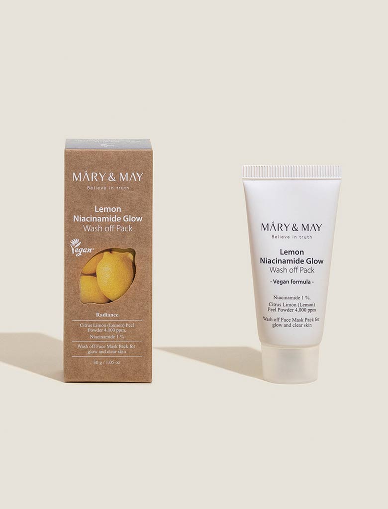 Mary & May cleansing mask with key ingredients lemon peel and niacinamide