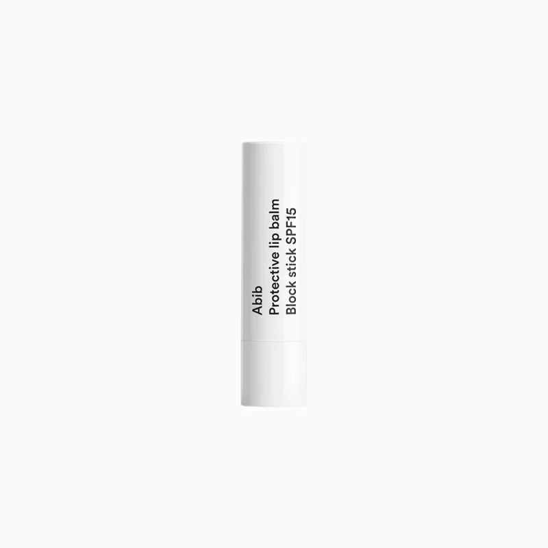 Abib Protective Lip Balm Block Stick SPF15, full product shot of the clear lip balm stick