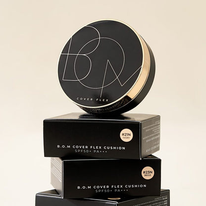 Foundation BOM Cover Flex Cushion SPF50+ PA+++ color 21N Ivory - Koreancare