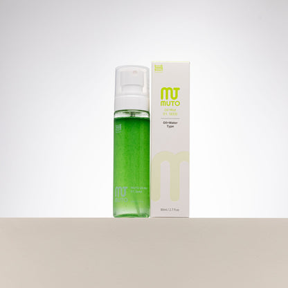 Woman using ByeoLee Muto Oil Mist facial spray on skin