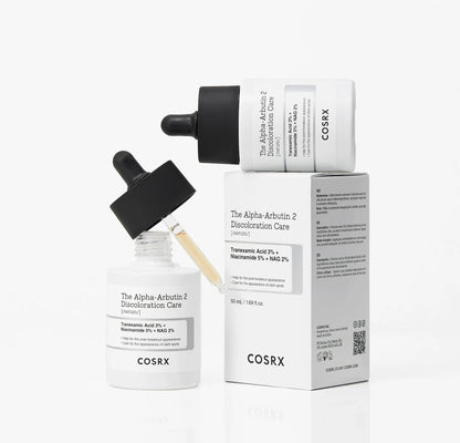 COSRX Alpha-Arbutin 2 serum dropper showing the lightweight watery texture