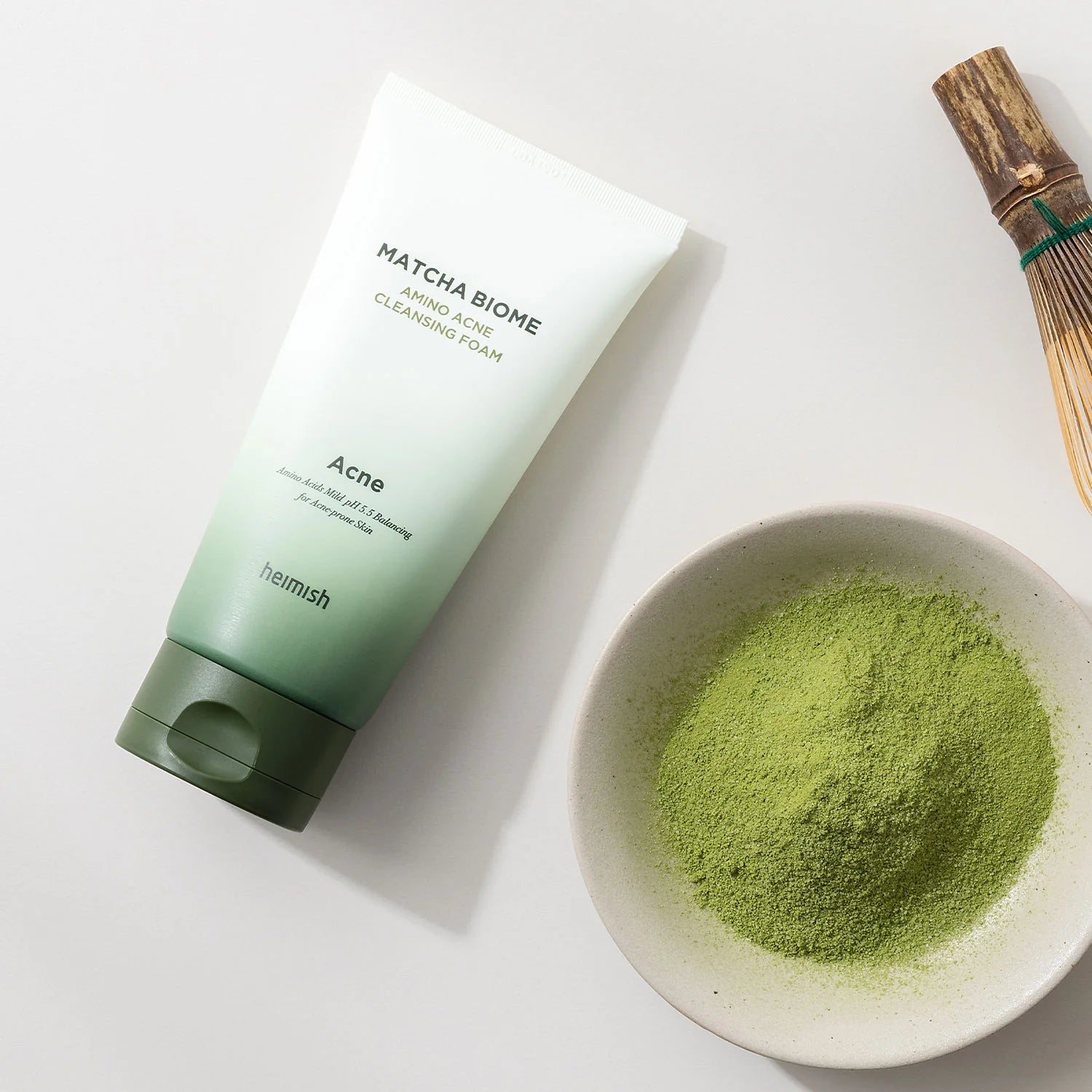 Heimish Matcha Biome Amino Cleansing Foam soft foam texture swatch