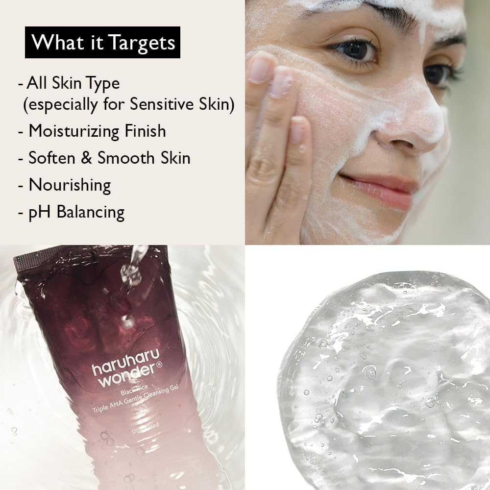 Haruharu Wonder Black Rice Triple AHA Cleansing Gel product information panel