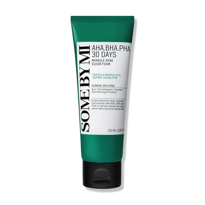 SOME BY MI AHA BHA PHA 30 Days Miracle Acne Clear Foam tube front packaging