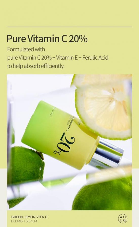 Anua Green Lemon Vitamin C Blemish Serum ingredient and texture detail