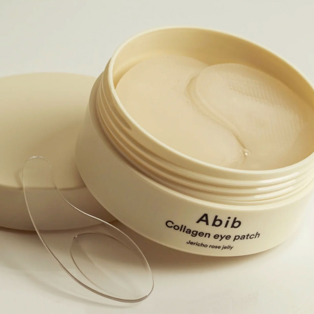 Abib Collagen Eye Patch Jericho Rose Jelly open jar showing jelly eye patches