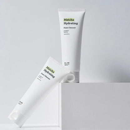 B-LAB Matcha Hydrating Foam Cleanser with green tea ingredient theme