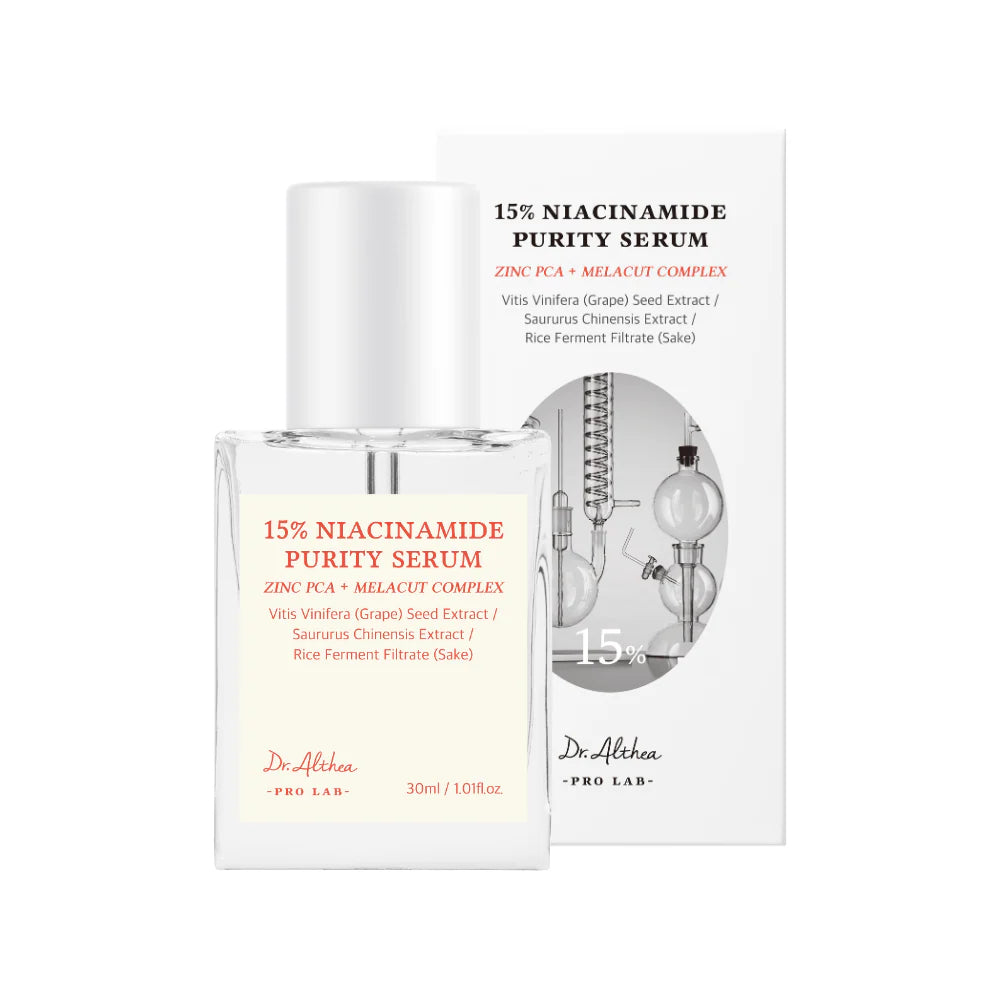 Dr. Althea 15% Niacinamide Purity Serum bottle, K-beauty pore care serum