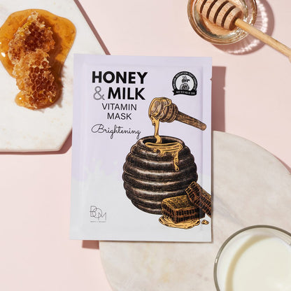 Brightening sheet mask with milk and honey BOM Honey &amp; Milk Vitamin Mask - Koreancare