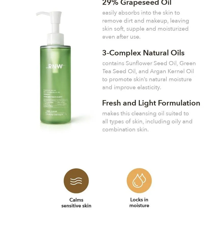 RNW DER Hydrophilic Face Oil, CLEAR Purifying Cleansing Oil - Koreancare