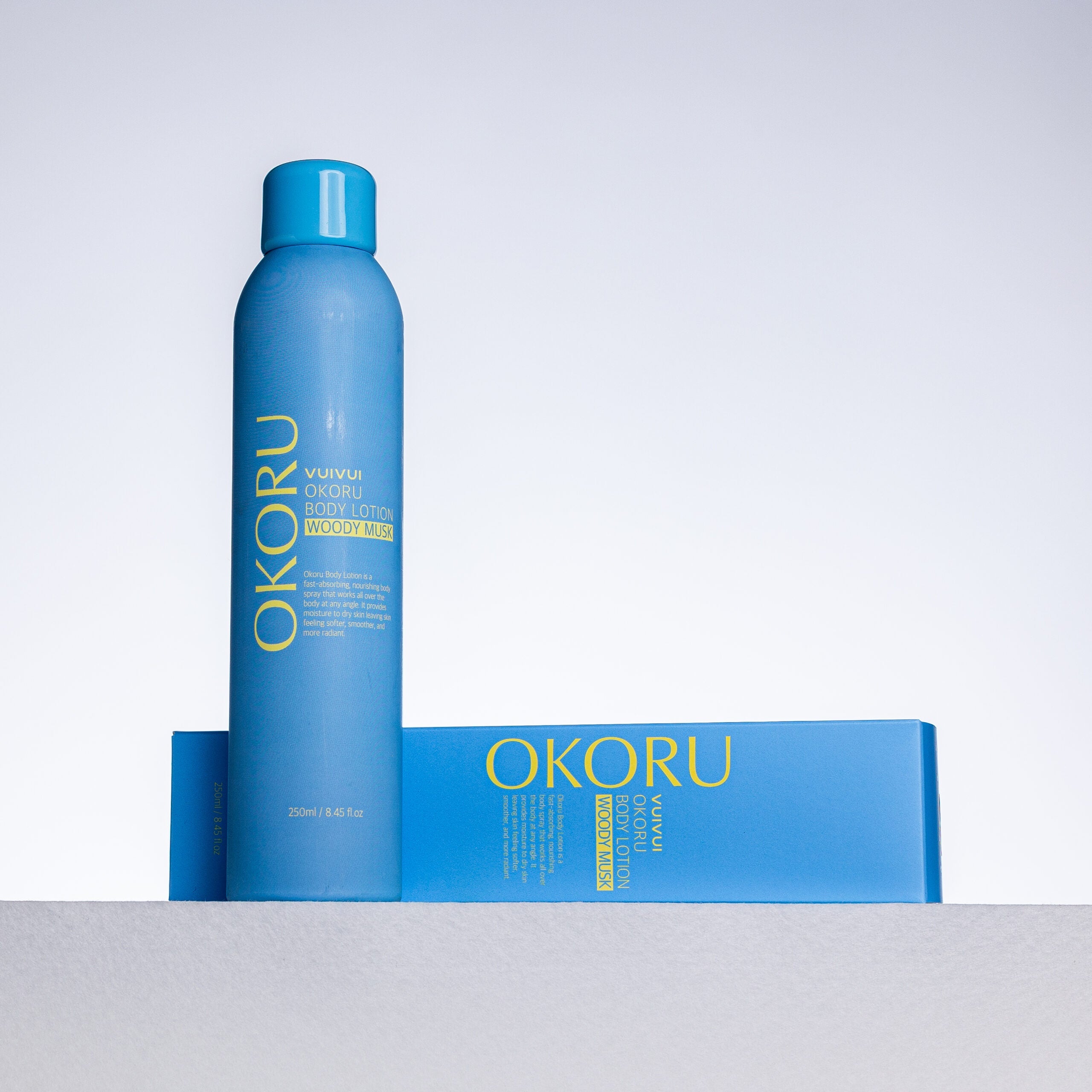 OKORU Woody Musk body lotion spray product detail view