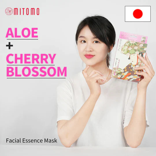 Mitomo Aloe &amp; Sakura sheet mask packaging, back label view