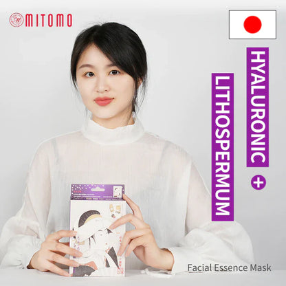Mitomo hyaluronic acid sheet mask packaging detail and ingredient info
