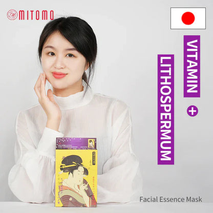 Mitomo Vitamin &amp; Lithospermum sheet mask product packaging