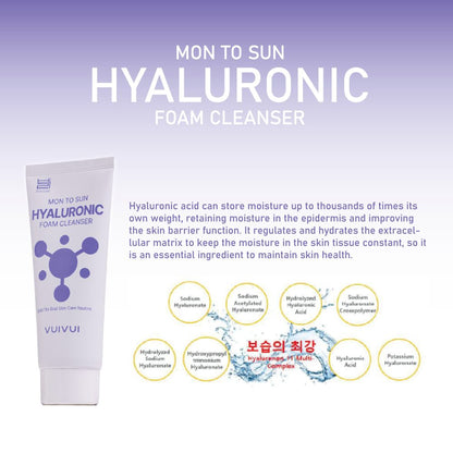 Cleansing foam with hyaluronic acid Mon To Sun Foam Cleanser Hyaluronic - Koreancare
