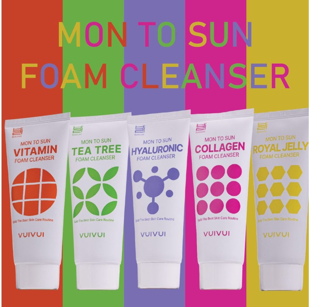 BYEOLEE Mon To Sun foam cleanser series product range