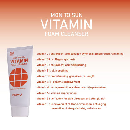 BYEOLEE Mon To Sun Vitamin Foam Cleanser tube with cap off