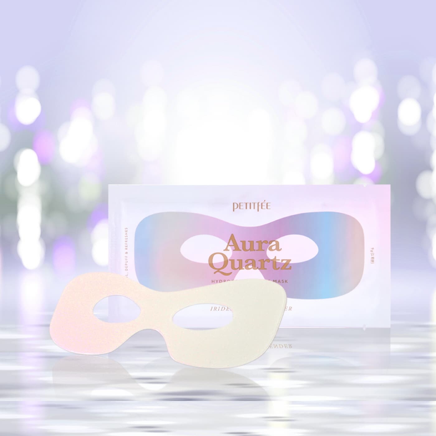 Brightening eye zone mask Petitfee Aura Quartz Hydrogel Eye Zone Mask – Iridescent Lavender - Koreancare
