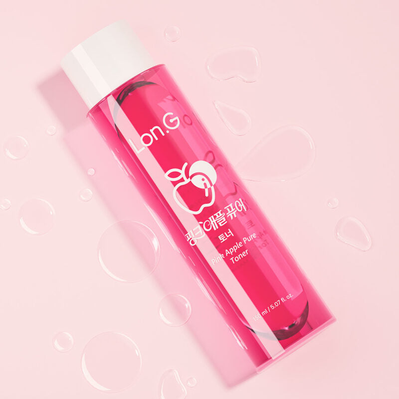 Lon.G Pink Apple Pure Toner pink bottle on white background