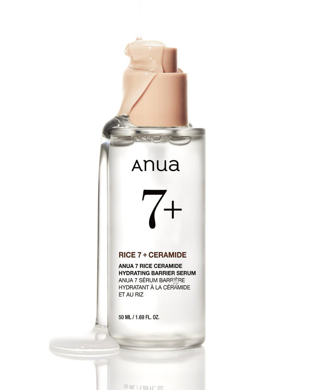 Anua Rice Ceramide 7 Hydrating Barrier Serum bottle with ingredient details