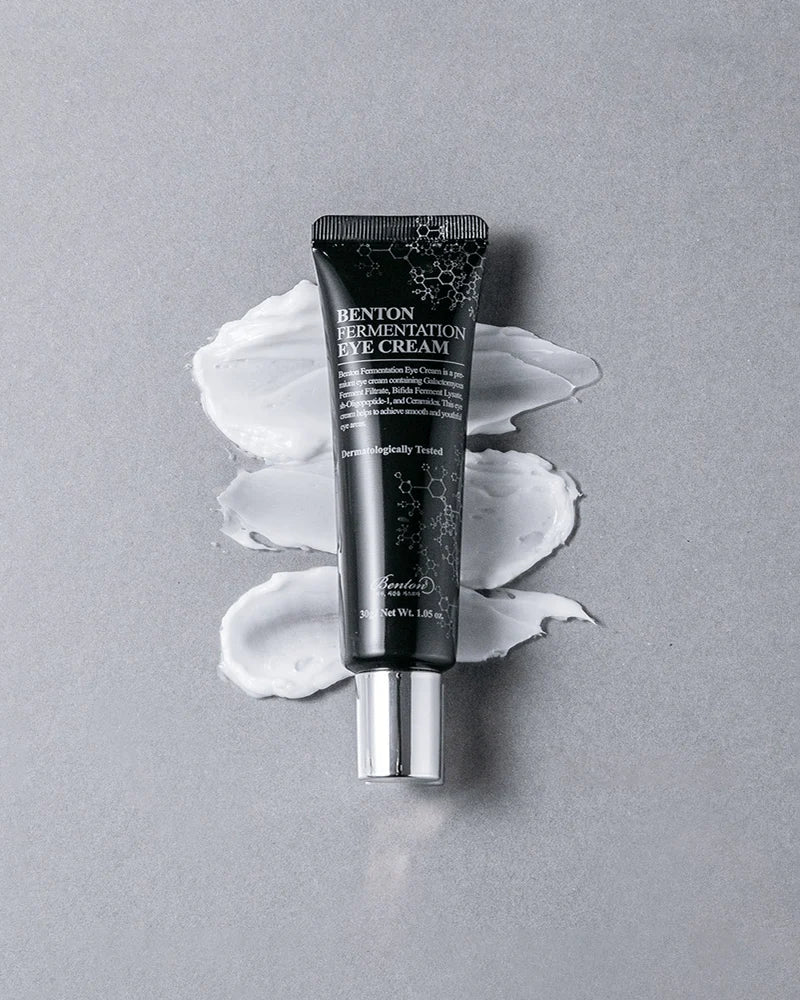 Close-up of Benton Fermentation Eye Cream texture on skin
