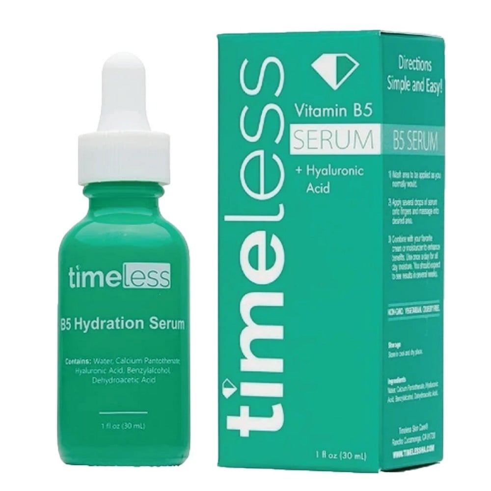 Timeless Vitamin B5 Serum bottle, lightweight oil-free hydrating face serum
