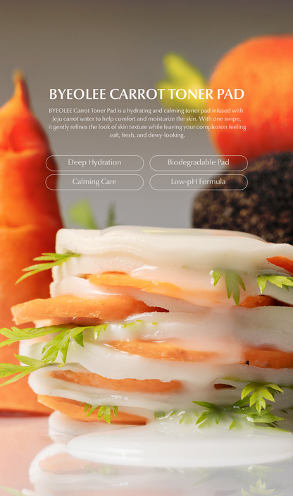 Close-up of ByeoLee Carrot Toner Pads in their jar