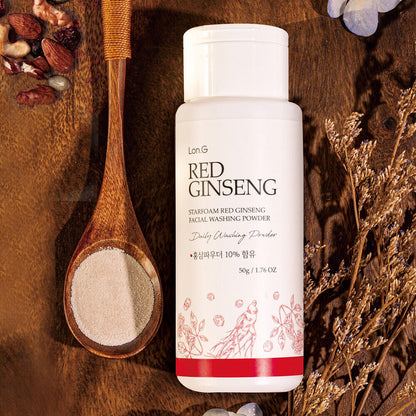 Lon.G Red Ginseng Enzyme Cleansing Powder lathered into soft foam