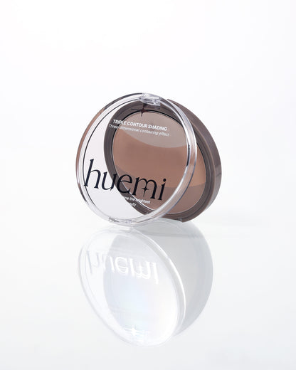 Swatches of HUEMI Triple Contour Shading on different skin tones