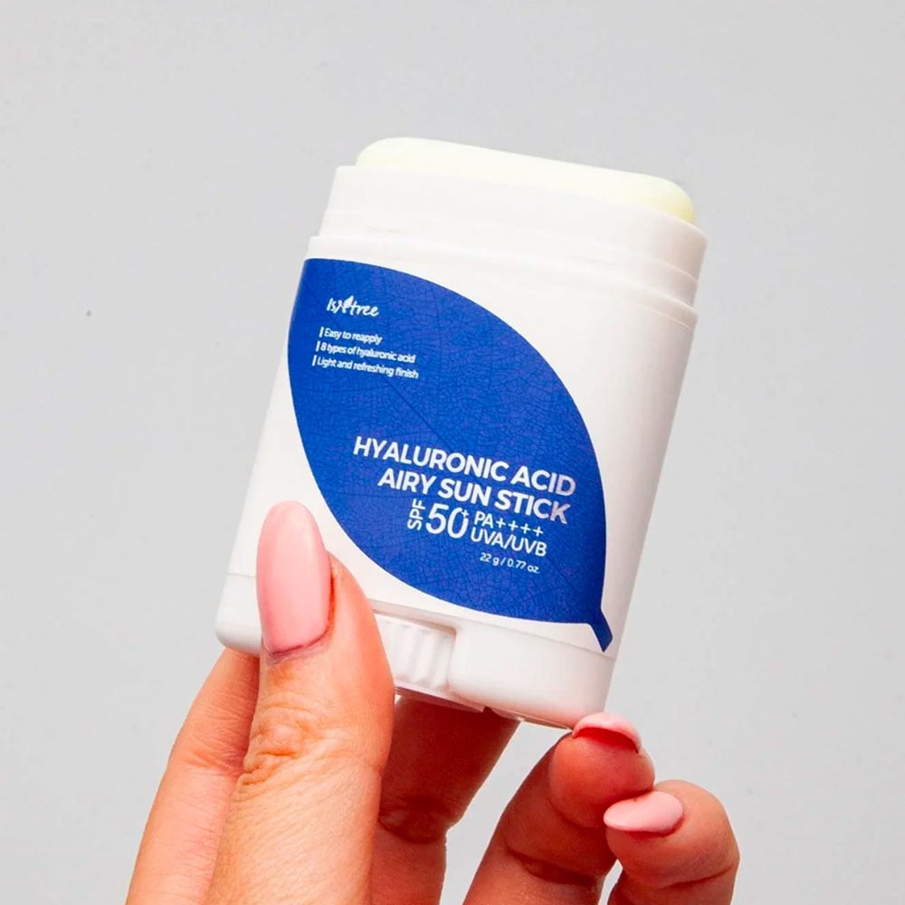 Isntree Hyaluronic Acid Airy Sun Stick texture and finish on skin
