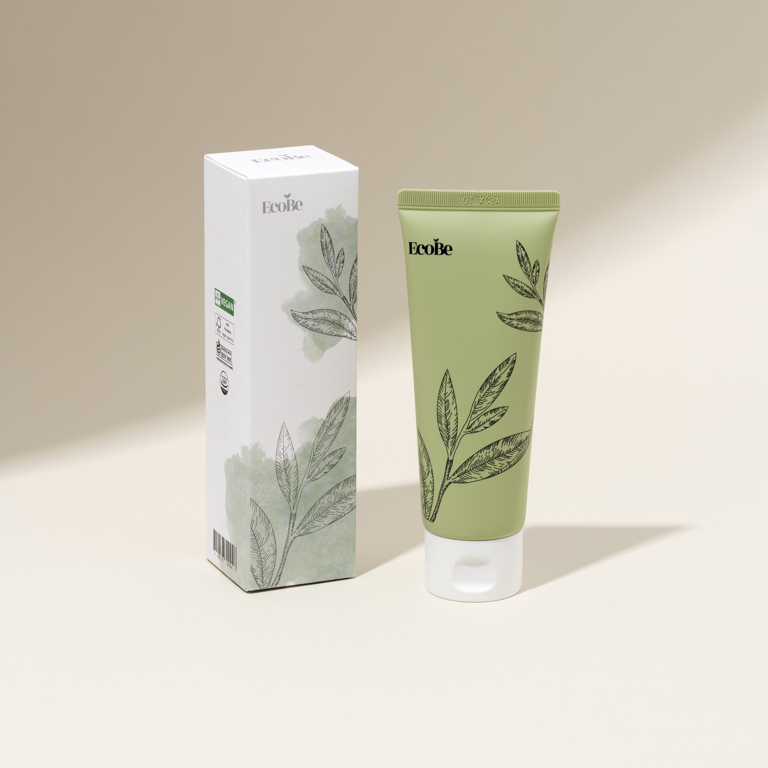 EcoBe Jeju Green Tea Facial Cleansing Foam bottle on display