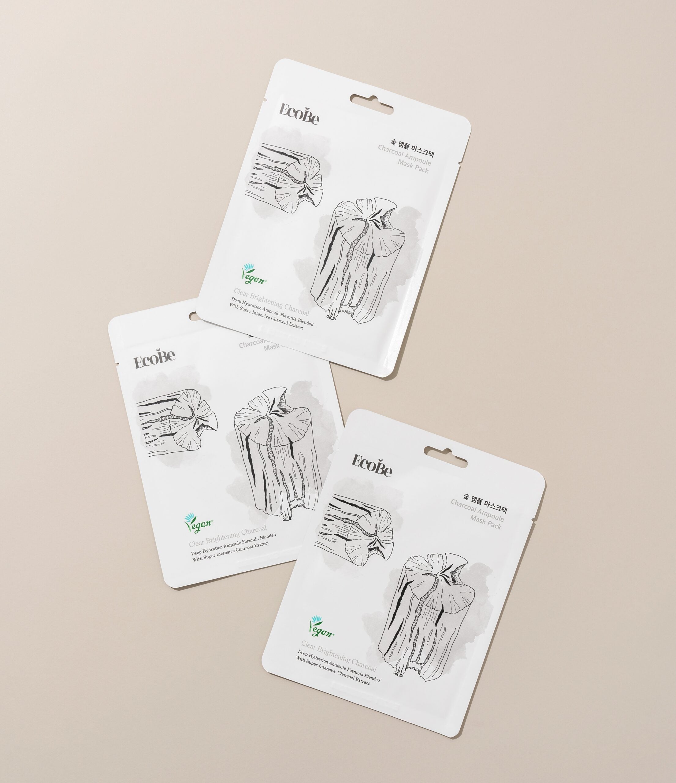 Gate-cleansing sheet mask with active carbon Ecobe Charcoal Ampoule Mask - Koreancare