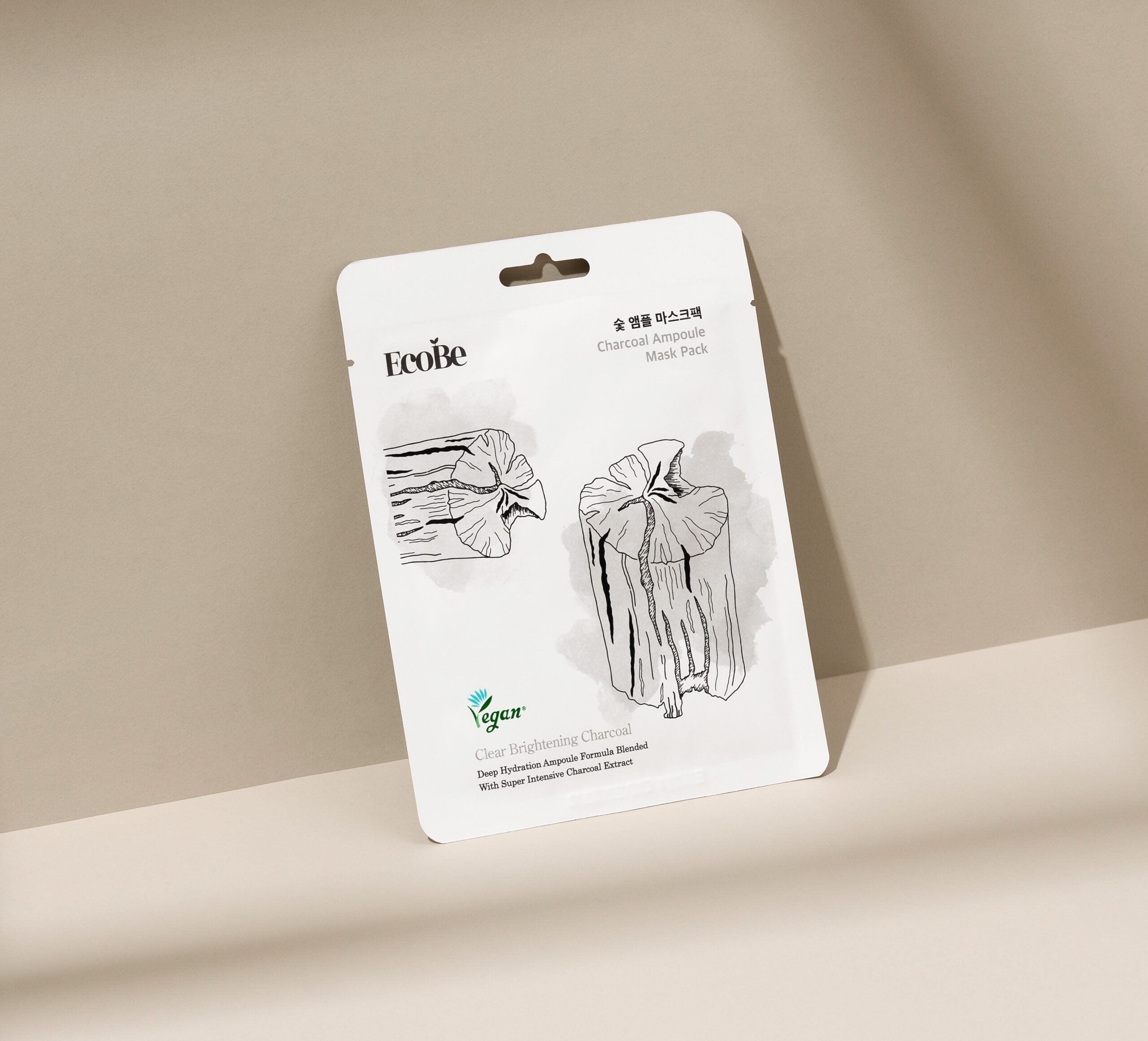 Gate-cleansing sheet mask with active carbon Ecobe Charcoal Ampoule Mask - Koreancare