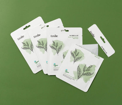 Whitening sheet face mask with green tea extract EcoBe Green Tea Ampoule Mask - Koreancare