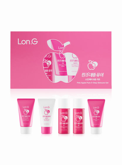 Lon.G Pink Apple Pure 5-Step Skincare Set, all five products