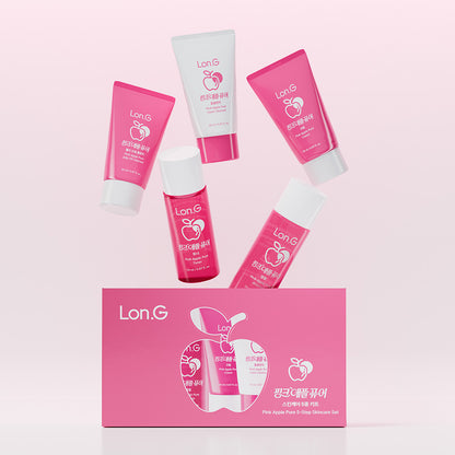Lon.G Pink Apple Pure 5-Step Skincare Set with pink gift bag