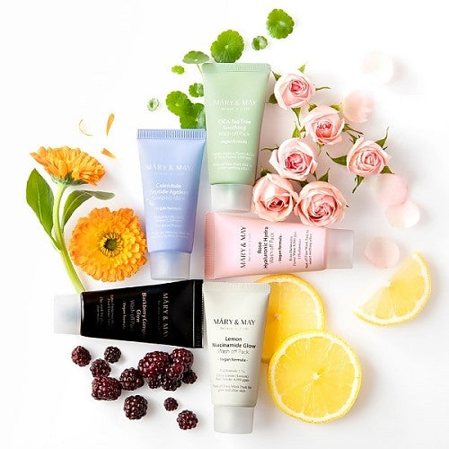 Mary &amp; May Lemon Niacinamide Cleansing Mask applied to skin