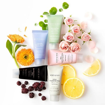 Mary &amp; May Lemon Niacinamide Cleansing Mask applied to skin