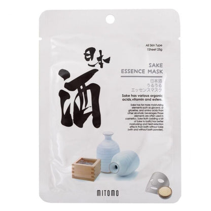 Mitomo Hydrating Sheet Mask with sake extract, front of the sachet
