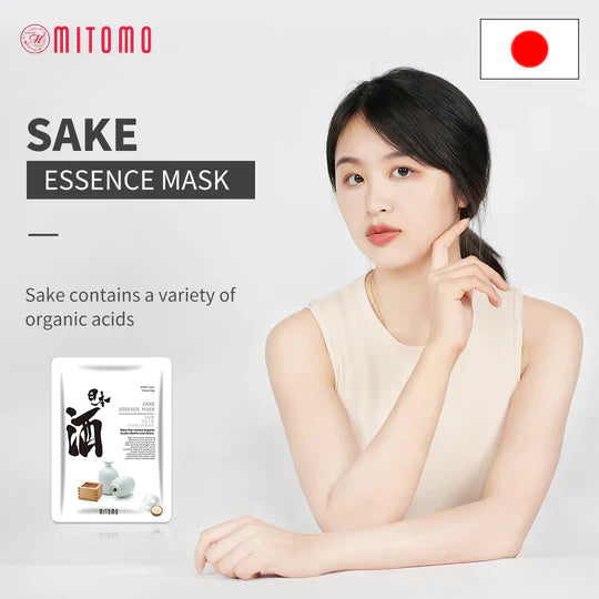Mitomo sake extract sheet mask packaging, side view