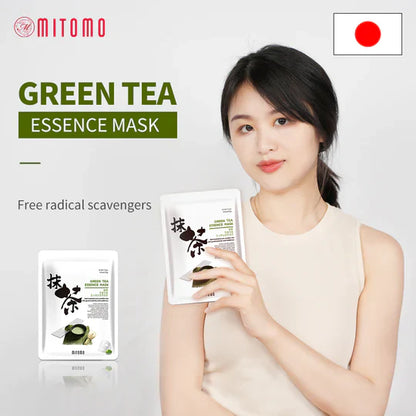 Mitomo matcha sheet mask packaging back showing product details