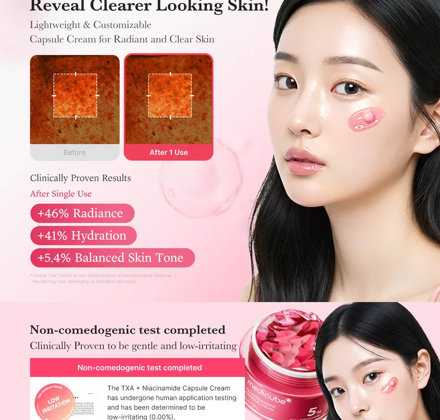 Medicube TXA Niacinamide Capsule Cream applied to skin