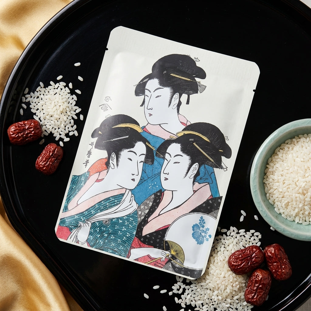 Mitomo Gold &amp; Sakura brightening sheet mask packaging front