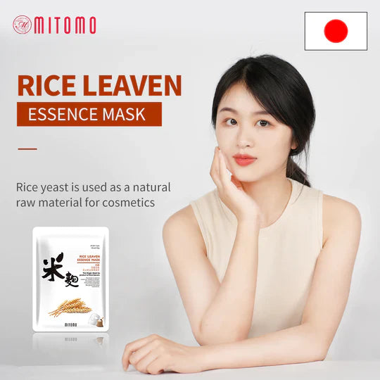 Mitomo rice extract sheet mask sachet, back label with details