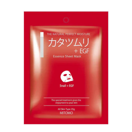 Mitomo Snail + EGF essence sheet mask front packaging