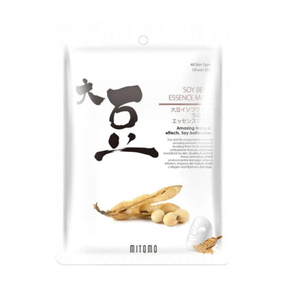 Mitomo Soy Extract Sheet Mask front of the single-use sachet